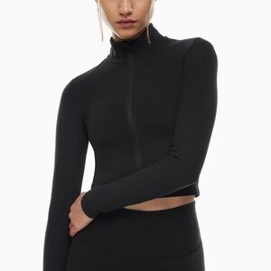 Aritzia Tna BUTTER Limit Zip Longsleeve - black